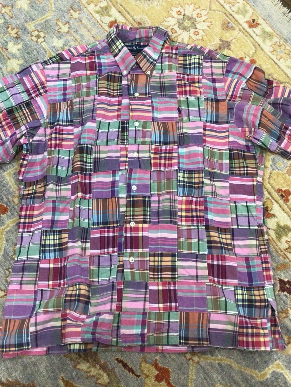 Ralph Lauren Multicolor Patchwork Plaid Short-Sleeve Button-Down Shirt